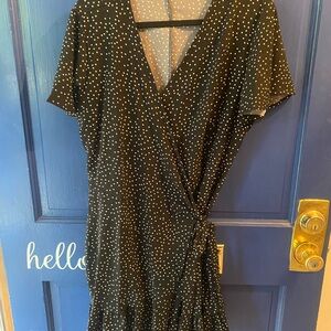 Black and white wrap dress